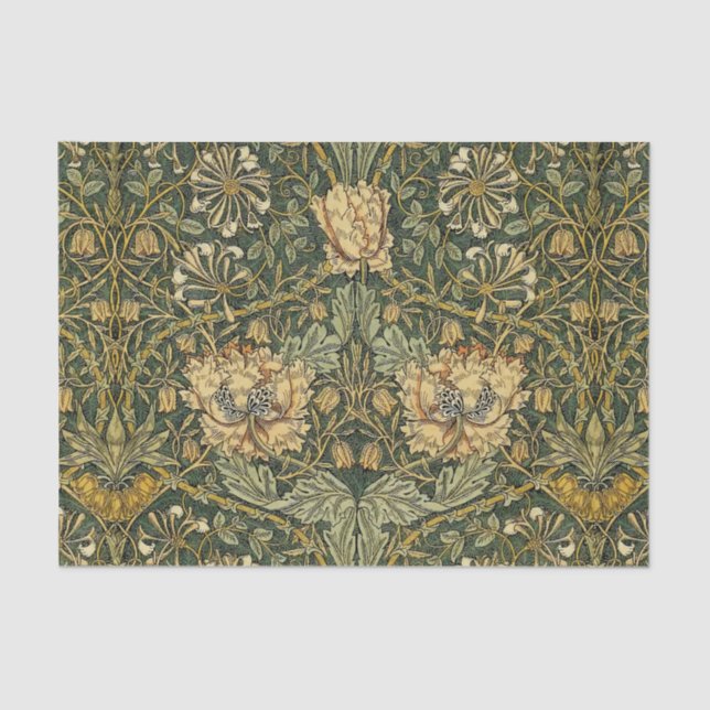 Papel De Seda William Morris Honeysuckle Green Floral (Frente )