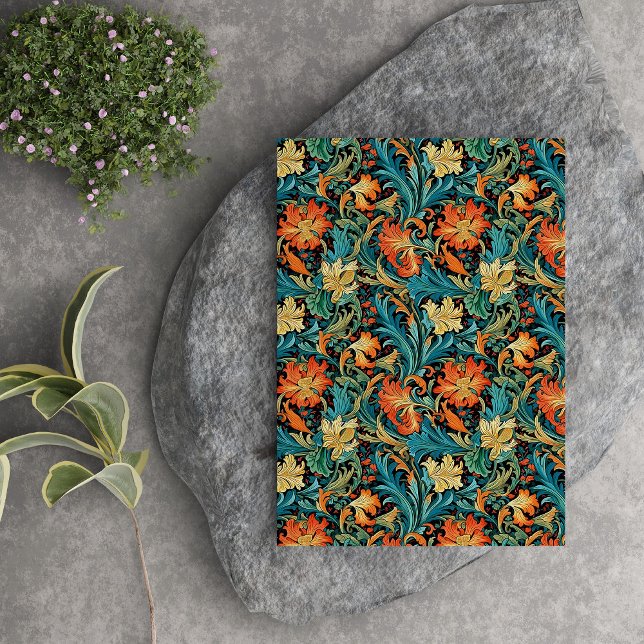 Papel De Seda William Morris inspirou amarelo-pastel de cobre (William Morris inspired copper pastel blue yellow Tissue Paper)