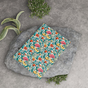 Papel De Seda William Morris inspirou azul de cobre amarelo rosa