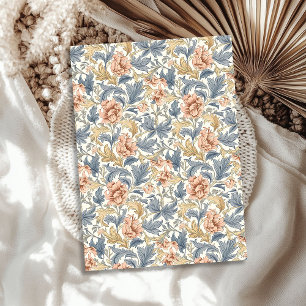 Papel De Seda William Morris inspirou azul-de-marfim rosa-claro