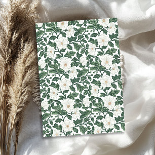 Papel De Seda William Morris inspirou flores brancas verde