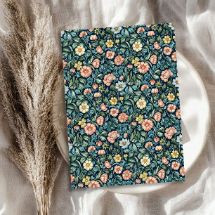 Papel De Seda William Morris inspirou flores cor-de-rosa cor-de-