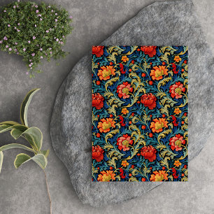 Papel De Seda William Morris inspirou flores vibrantes coloridas