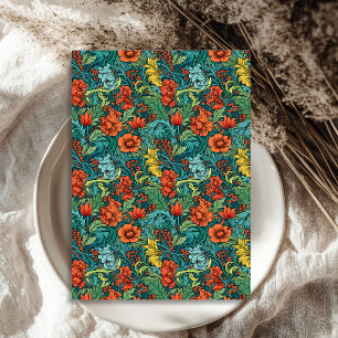 Papel De Seda William Morris inspirou flores vibrantes coloridas