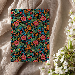 Papel De Seda William Morris inspirou flores vibrantes coloridas