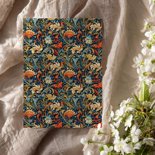 Papel De Seda William Morris inspirou flores vibrantes coloridas