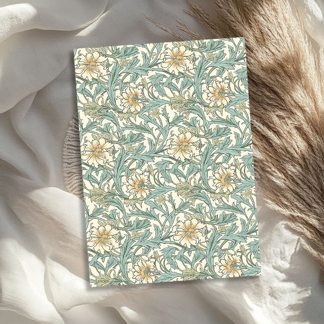 Papel De Seda William Morris inspirou marfim verde pastel (William Morris inspired pastel green cream ivory Tissue Paper)