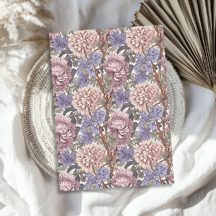Papel De Seda William Morris inspirou roxo rosa pálido e poeiren
