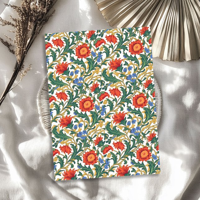 Papel De Seda William Morris inspirou terracotta pastel verde (William Morris inspired terracotta pastel green Tissue Paper)
