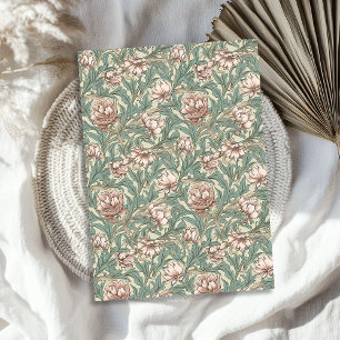 Papel De Seda William Morris inspirou verde pastel rosa pálido