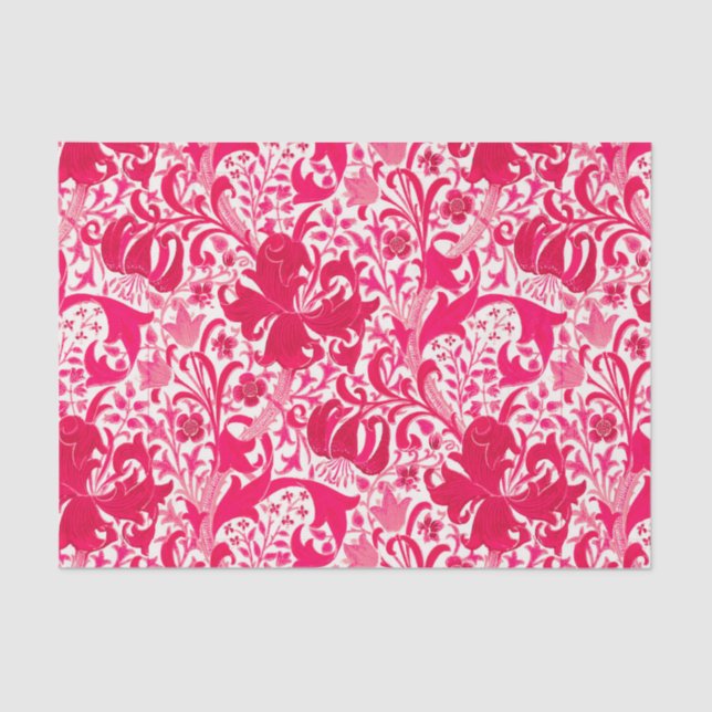 Papel De Seda William Morris Iris e Lily, Fuchsia Pink (Frente )