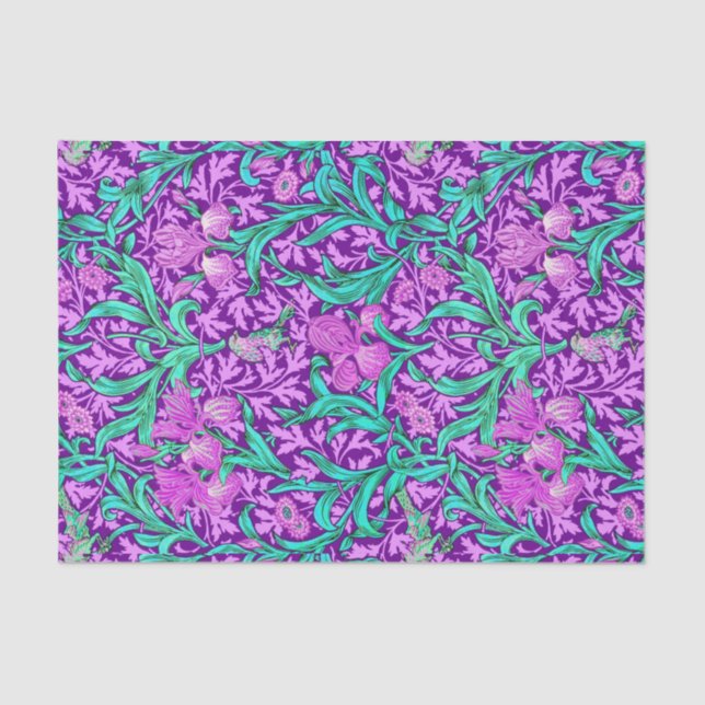 Papel De Seda William Morris Irises, Ametista Roxo (Frente )
