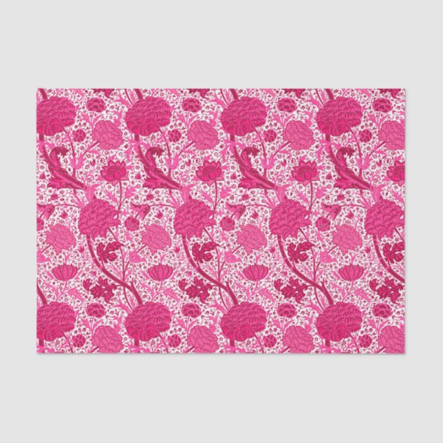 Papel De Seda William Morris Jacobean Floral, Fuchsia Pink (Frente )