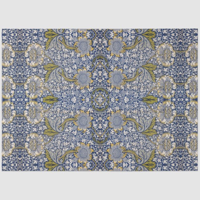 Papel De Seda William Morris Kennet Blue White Decoupage (Frente )