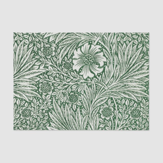 Papel De Seda william morris marigold flor verde floral (Frente )