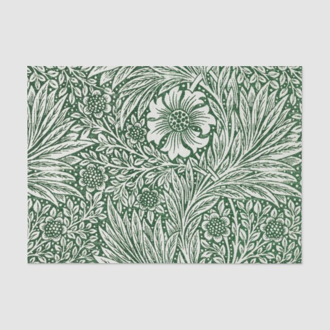Papel De Seda william morris marigold verde floral flor (Frente )