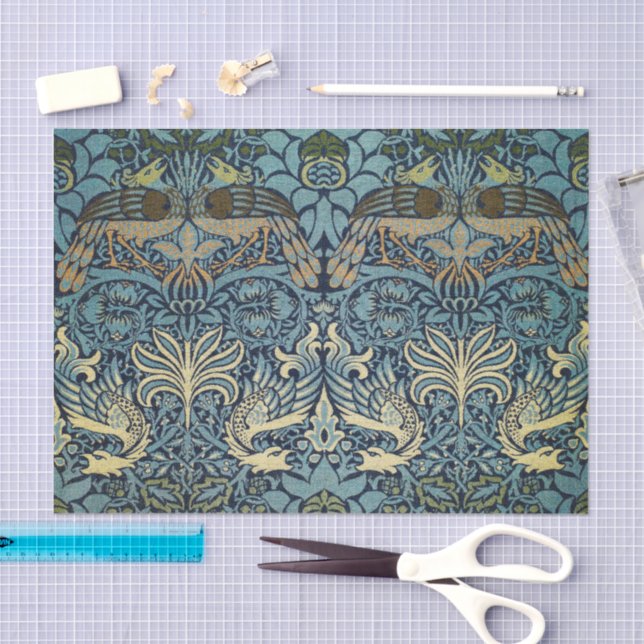 Papel De Seda William Morris Peacock and Dragon Woven Design (Arte )
