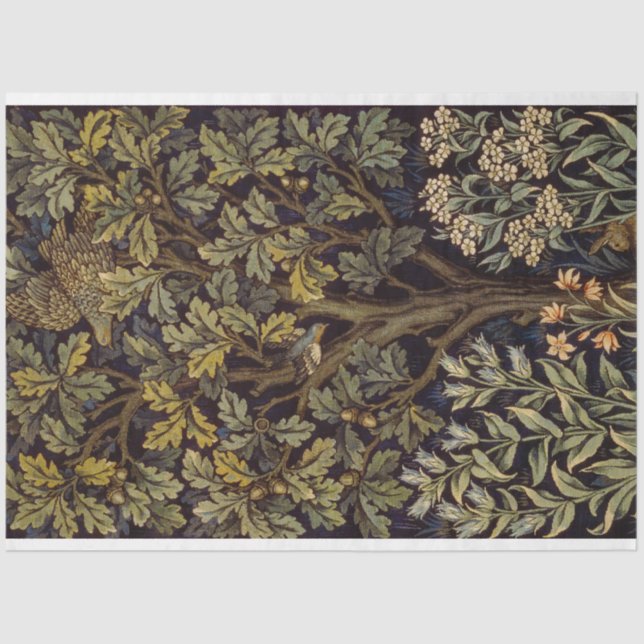 Papel De Seda William Morris - Pheasant Bird Tree Botanical (Frente )