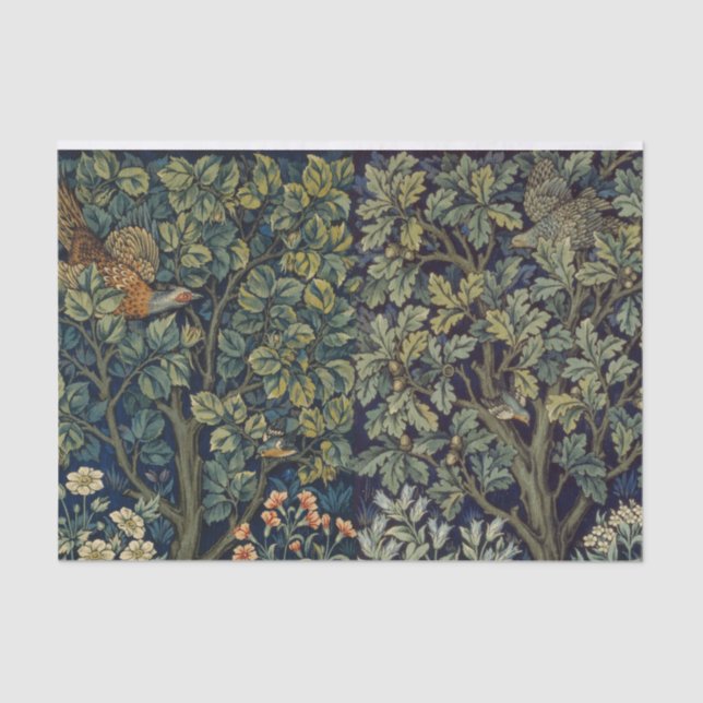 Papel De Seda William Morris Pheasant Bird Tree Woodland (Frente )