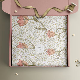 Papel De Seda William Morris Pink Dourado Vintage Floral