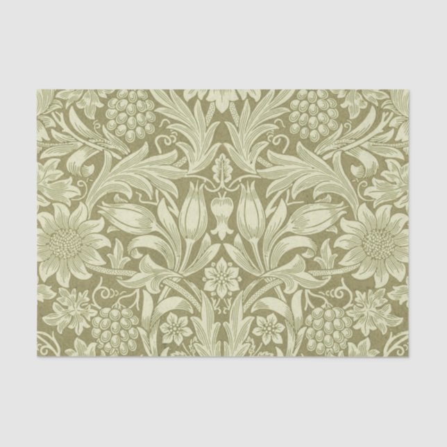 Papel De Seda William Morris Sunflower Green Flower (Frente )