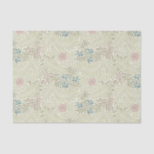 Papel De Seda William Morris Teal Blue & Pink Larkspur Pattern (Frente )