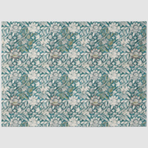 Papel De Seda William Morris Teal Floral Cottagecore Decoupage