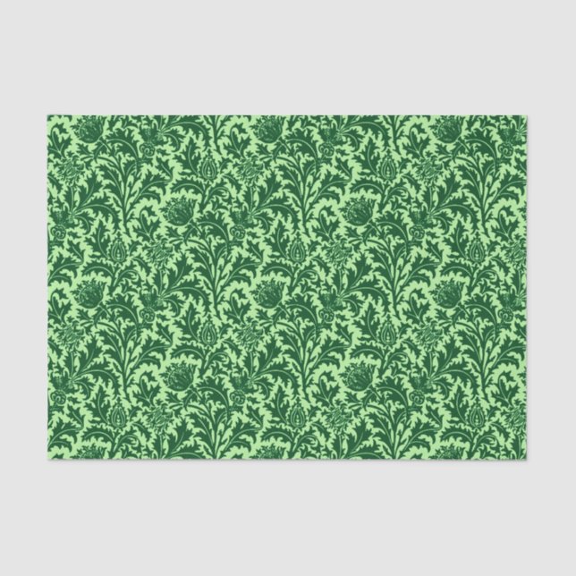 Papel De Seda William Morris Thistle Damask, Emerald Green (Frente )
