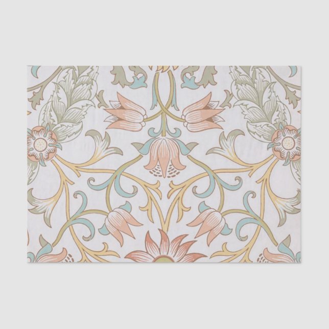 Papel De Seda William Morris, Tulipas Rosa Pêssegos Elegante Flo (Frente )