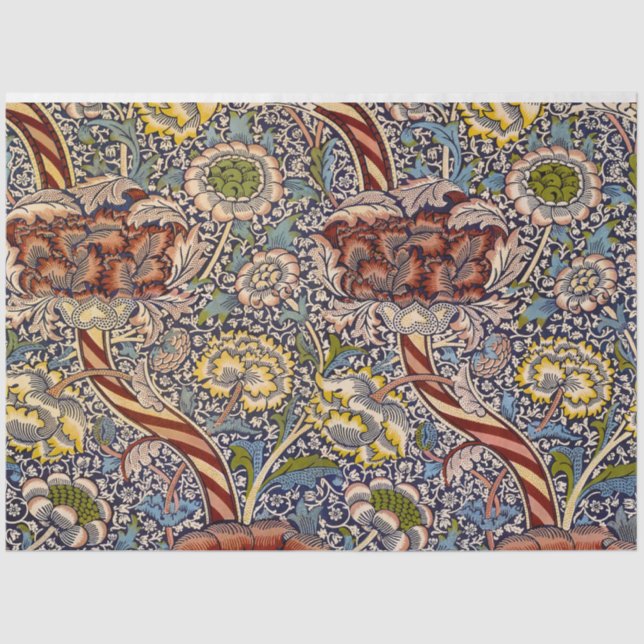 Papel De Seda William Morris Wandle English Floral Damask Design (Frente )