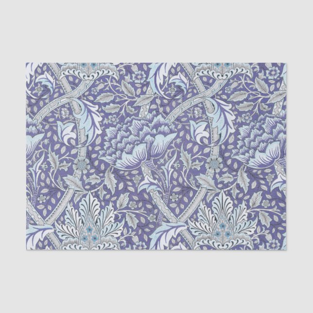 Papel De Seda William Morris Windrush Padrão Floral Azul (Frente )