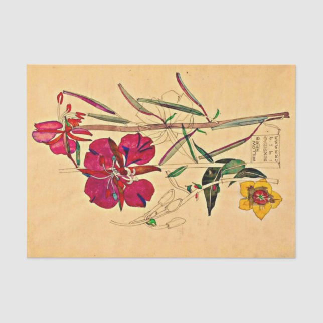 Papel De Seda Willow Herb por Charles Mackintosh (Frente )