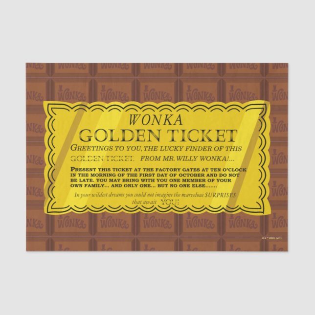 Papel De Seda Willy Wonka Golden Ticket (Frente )