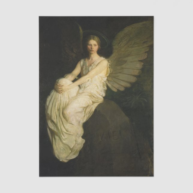 Papel De Seda Winged Figure on a Rock by Abbott Thayer (Frente )