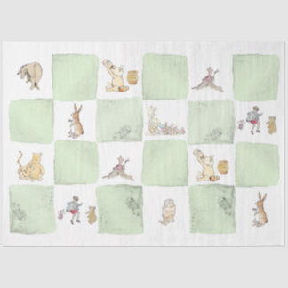 Papel De Seda Winnie the Pooh Green Check Tissue Paper