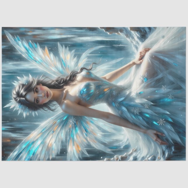 Papel De Seda Winter Angel Fairy Ice Kingdom Fantasy Decoupage (Frente )