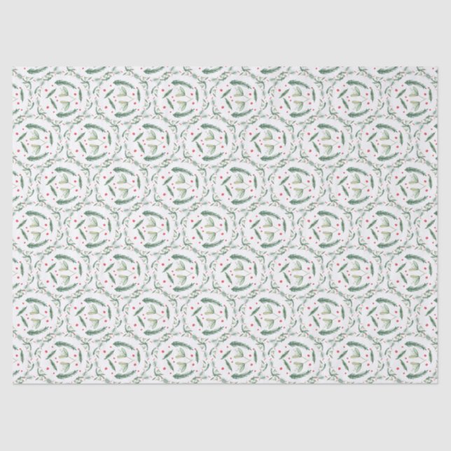 Papel De Seda Winter Berries and branches Christmas Tissue Paper (Frente )