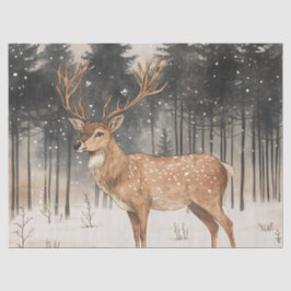 Papel De Seda Winter Majestade Stag Winter Scense