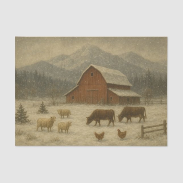 Papel De Seda Winter on the Farm (Frente )