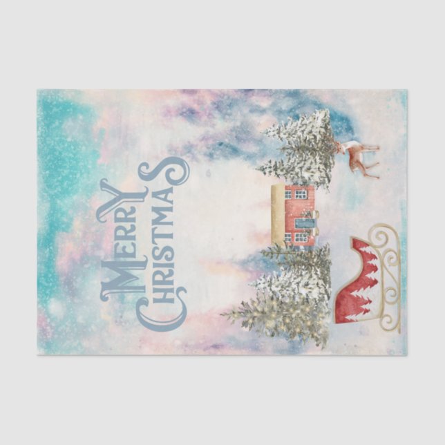 Papel De Seda Winter Wonderland Decoupage Paper: Sleigh dos Papa (Frente )