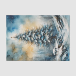 Papel De Seda Winter Wonderland Evergreen Tree Decoupage Paper