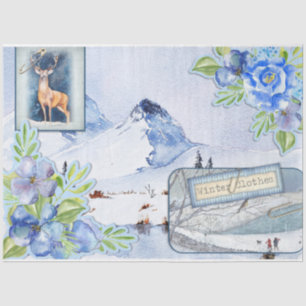Papel De Seda Winter Woodland Emphemera Series Design 6