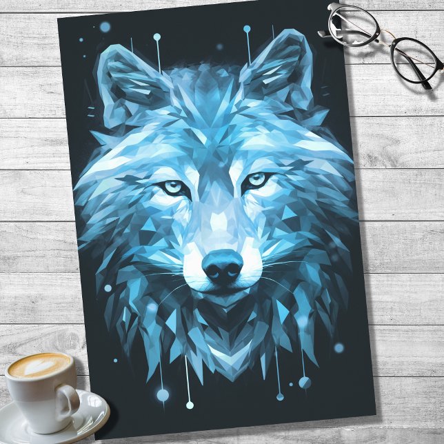 Papel De Seda Wolf Abstrato Facted Blue Decoupage Paper (Criador carregado)