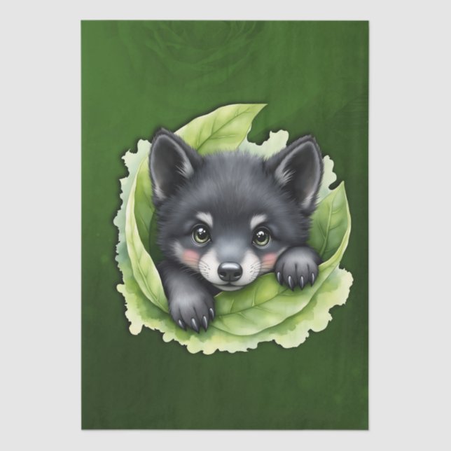 Papel De Seda Wolf cub in the green: (Frente )