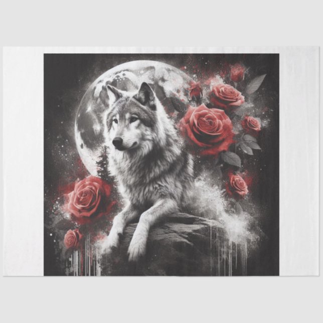 Papel De Seda Wolf Floral Moon (Frente )