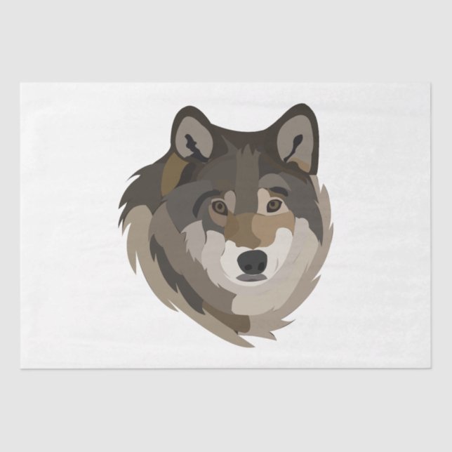 Papel De Seda Wolf Head Animal Cinza Selvagem Wolf (Frente )