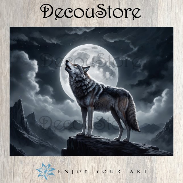 Papel De Seda Wolf Howling Debaixo da Lua Completa - Desligament (Criador carregado)