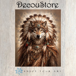 Papel De Seda Wolf of the Sacred Feathers Decoupage