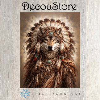 Papel De Seda Wolf of the Sacred Feathers Decoupage