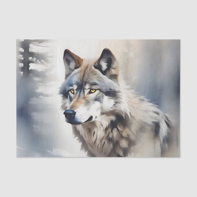 Papel De Seda Wolf Retrato em Molho d'Água (Frente )
